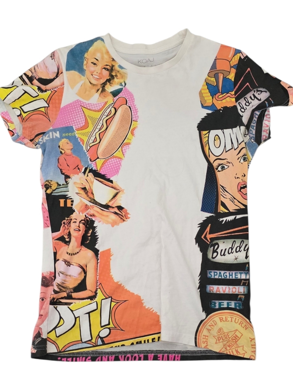 KOAJ Colombia Retro Pop Art Comic Print Graphic‎ Tee 100% Cotton Men’s Medium